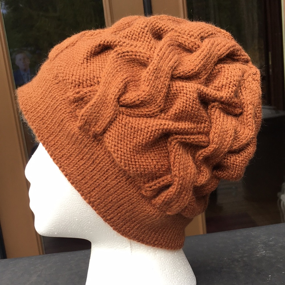 Hand Knit Cabled Slouchy Hat